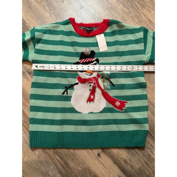 Ugly Christmas Sweater Cool Snowman Green Striped 33 Degrees Women's Small - Picture 3 of 8